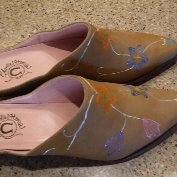 Charlie 1 Horse Lucchese Gorgeous Hand painted Mules 7 B - Picture 6 of 8